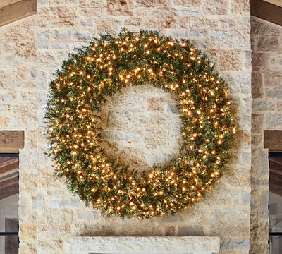 Faux Lit Aspen Spruce Wreath