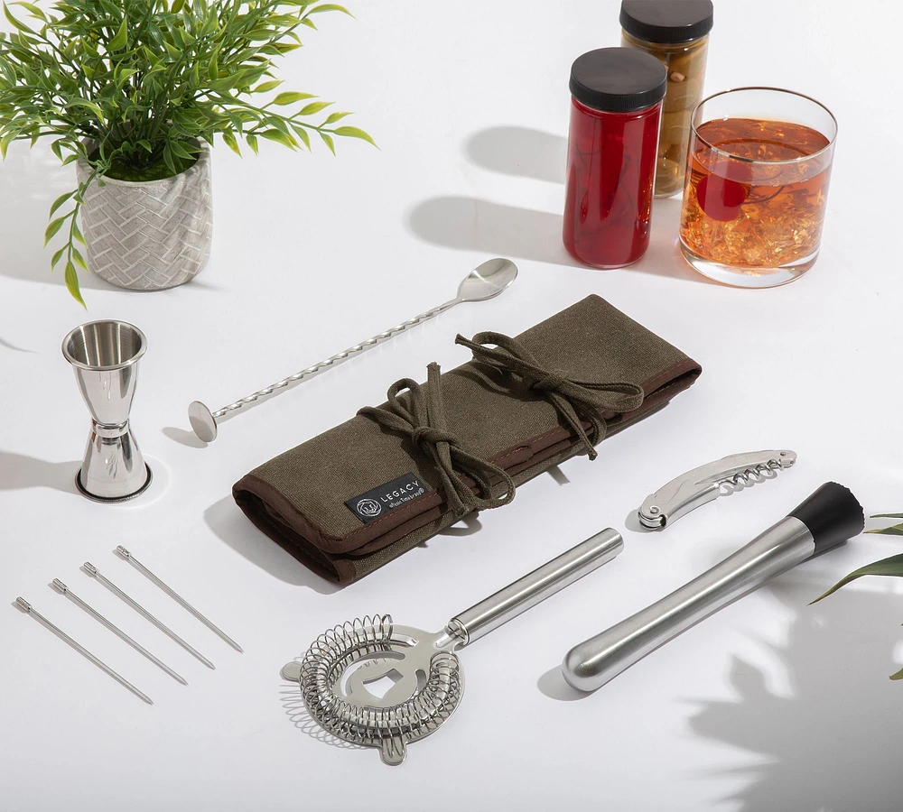 Greenpoint Waxed Canvas 10-Piece Bar Tool Kit