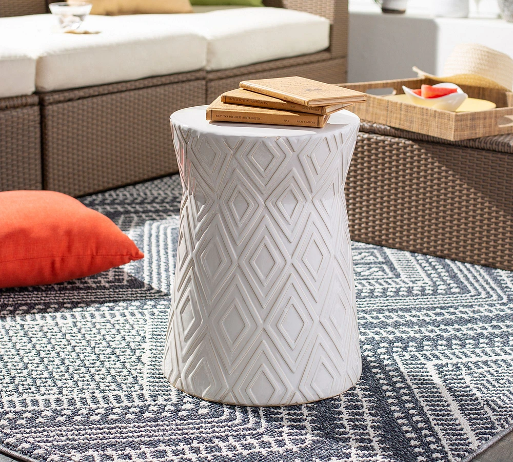 Josiah Ceramic Round Outdoor Accent Table (14")