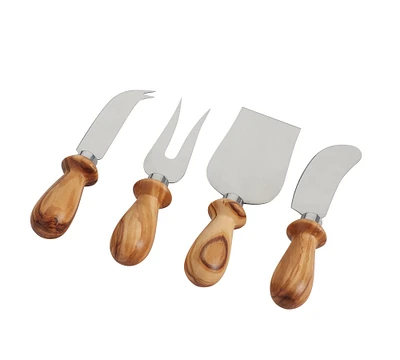 Olive Wood Cheese Knives, Set of 4