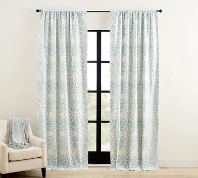 Open Box: Margot Scroll Print Rod Pocket Blackout Curtain