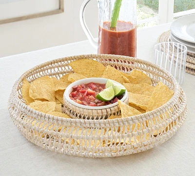 Miramar Handwoven Rattan Chip & Dip Server Set