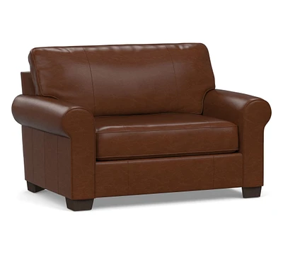 Buchanan Roll Arm Leather Twin Sleeper Sofa with Memory Foam Mattress (56")