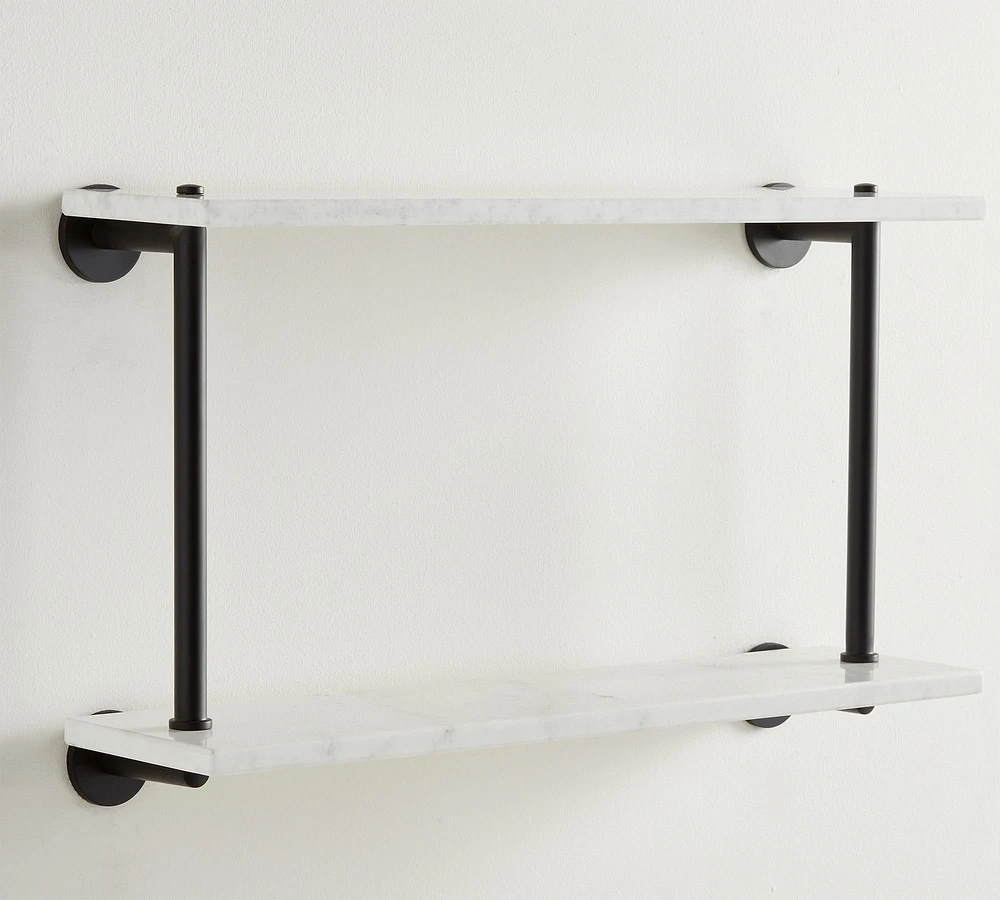 Linden Handcrafted Double Marble Shelf