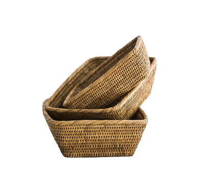 Tava Handwoven Rattan Basket, Set of 3