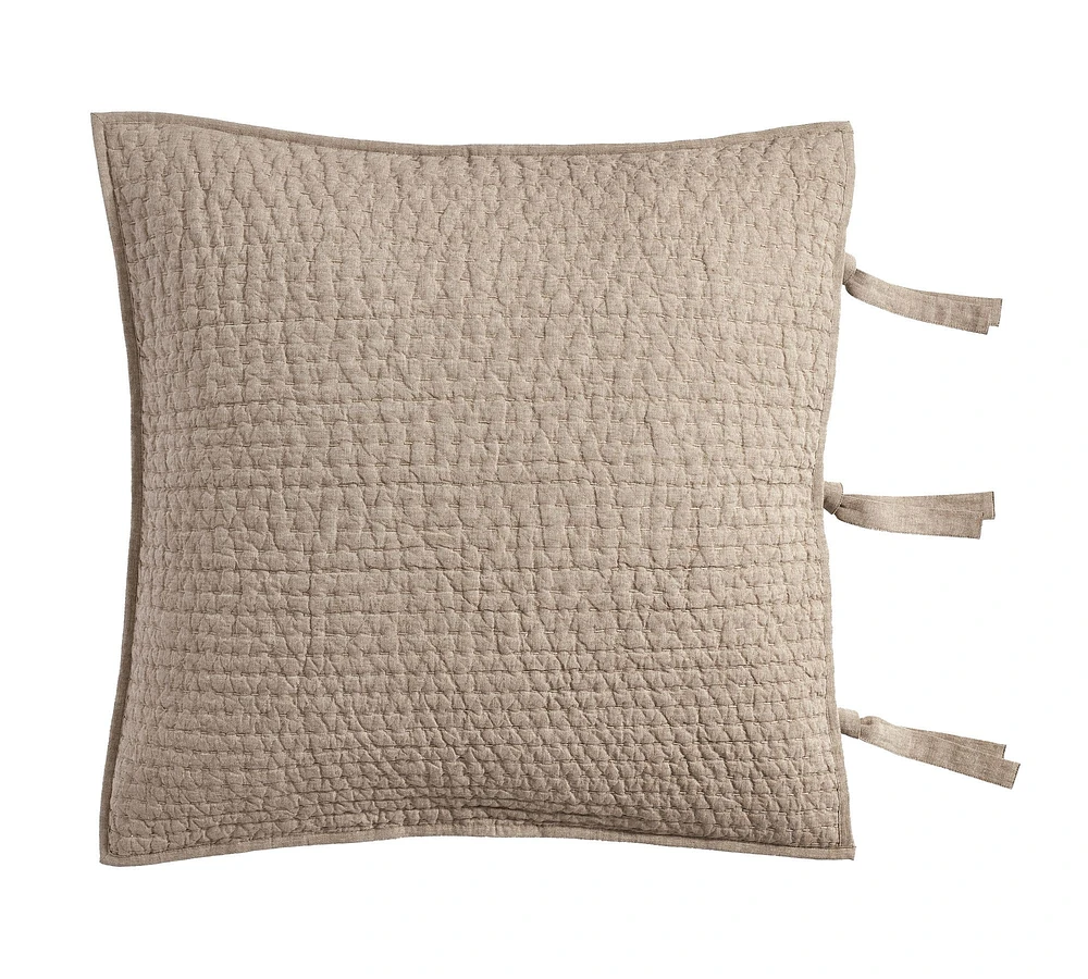 Pick-Stitch Handcrafted Cotton/Linen Quilted Sham