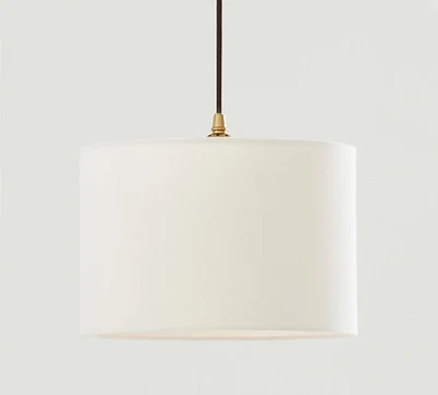 Linen Drum Shade Cord Pendant (10"-14")