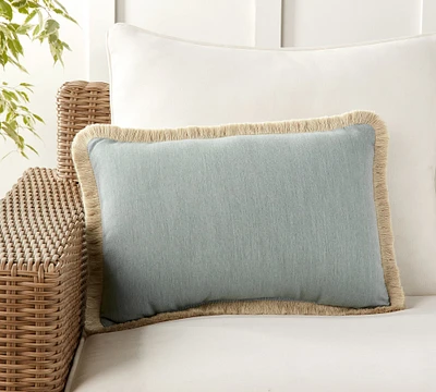 Sunbrella® Solid Fringe Outdoor Lumbar Pillow