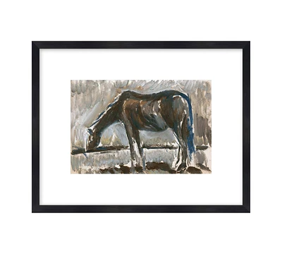 Gray Grazing Horse Print Wall Art