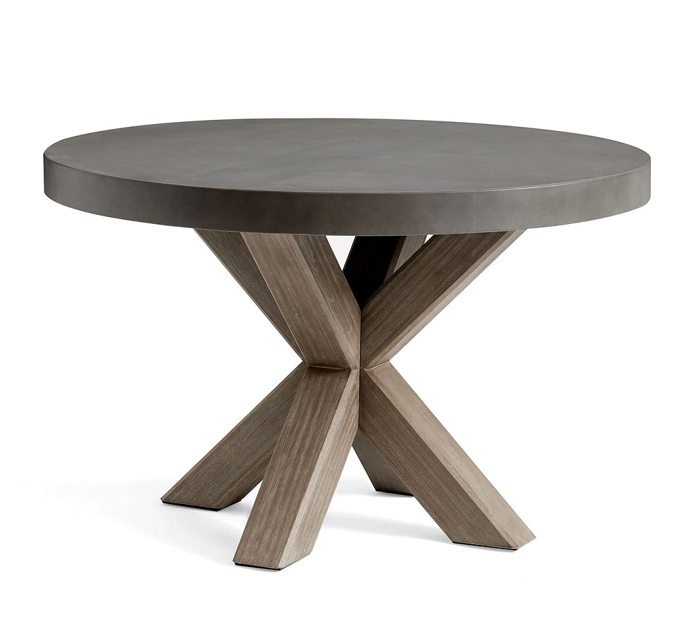 Abbott 48" Concrete & Acacia Round Dining Table, Gray