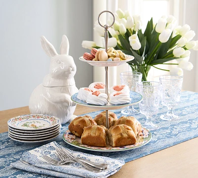 Botanical Bunny Stoneware Tiered Stand