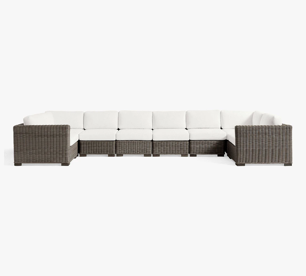 Huntington Wicker Square Arm 8-Piece  U-Shaped Outdoor Sectional (100")