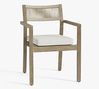 Indio Coastal Mahogany & Rope Stackable Outdoor Dining Armchair