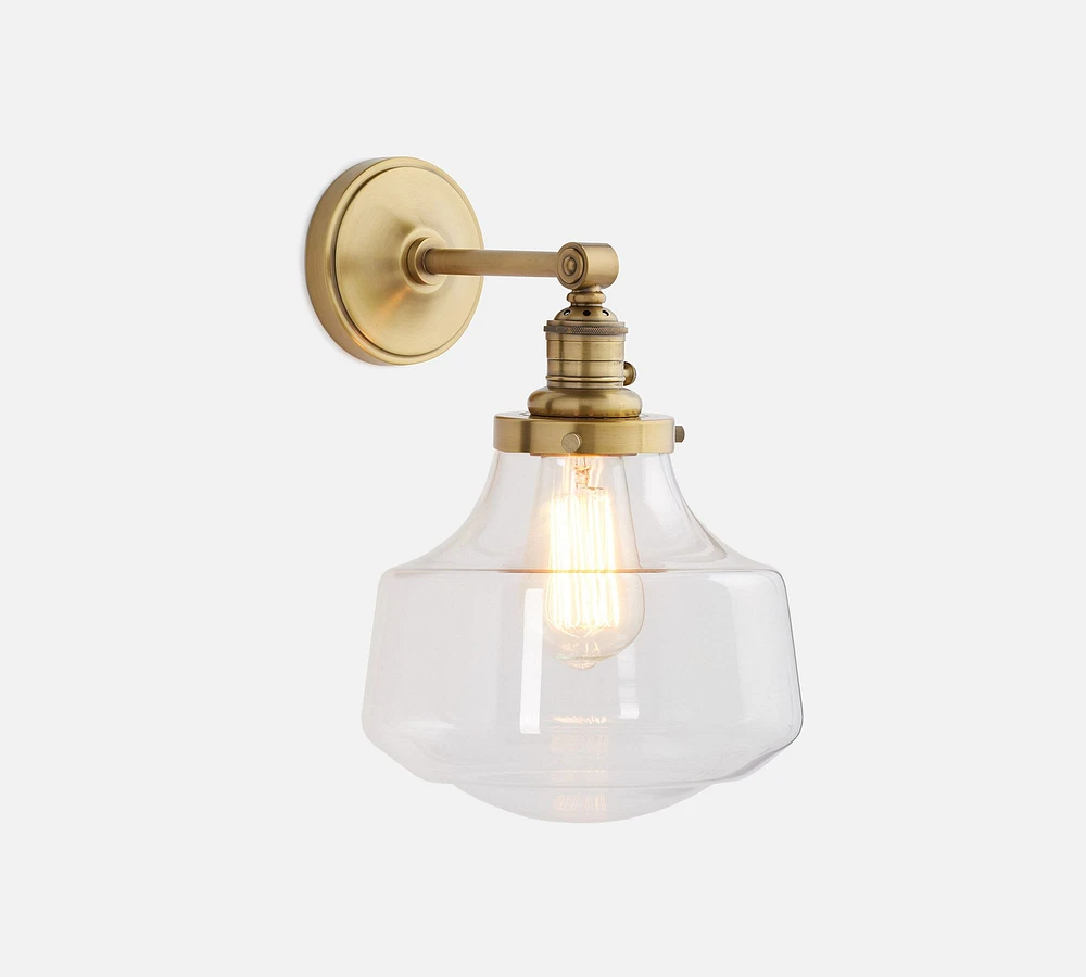 Schoolhouse Glass Straight Arm Sconce (13'')