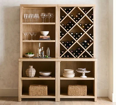 Modern Farmhouse 68" Wine Storage with Open Cabinets