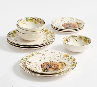 Bedford Harvest Turkey 12-Piece Stoneware Dinnerware Set