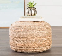 Round Hand Braided Jute Pouf