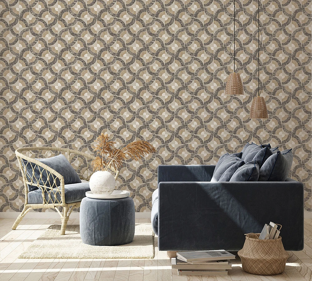 Grasscloth Fans Peel & Stick Removable Wallpaper