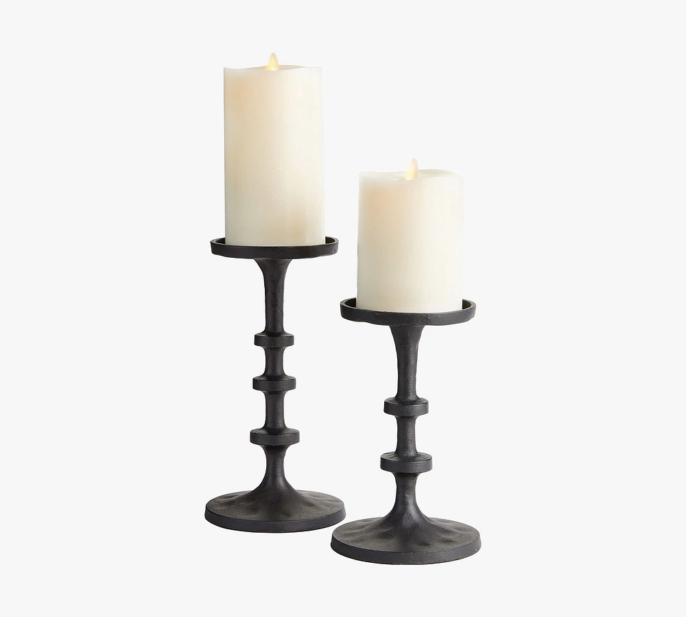 Open Box: Fia Short Pillar Candleholders - Set of 2