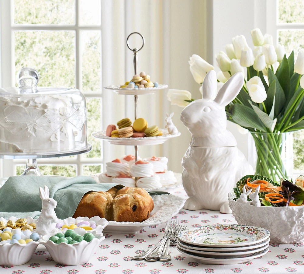 Floral Bunny Stoneware Serveware Collection