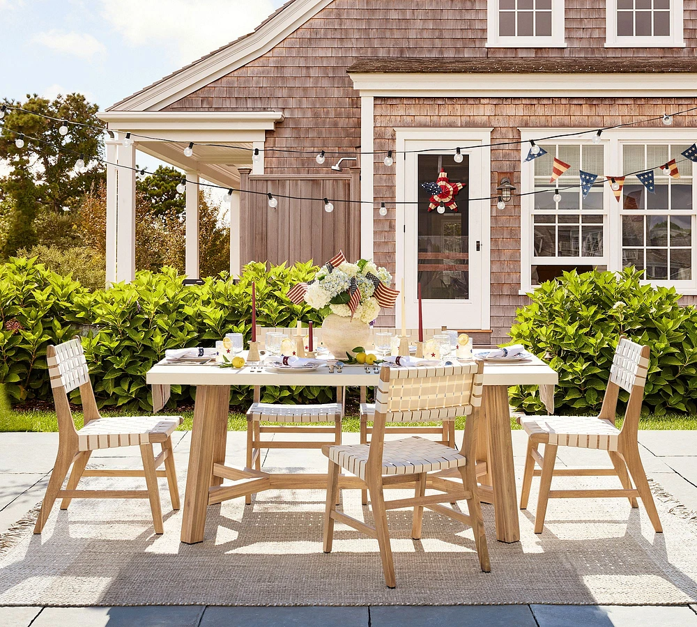 Rustic Farmhouse Concrete-Top Rectangular Outdoor Dining Table (74")