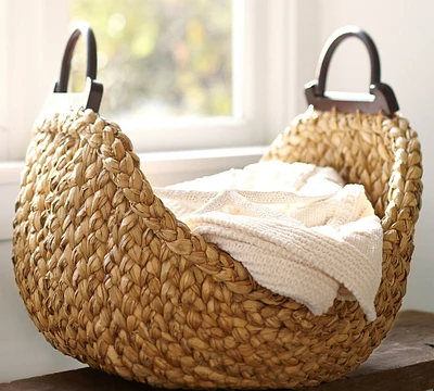 Beachcomber Handwoven Seagrass Wood-Handled Basket