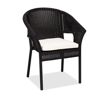 Palmetto Wicker Stackable Outdoor Dining Armchair, Black