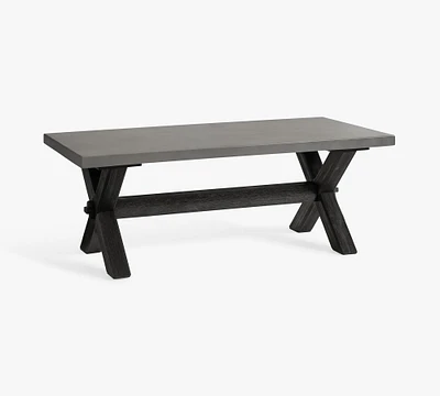 Abbott Concrete & Acacia Rectangular Outdoor Coffee Table (50"-62")