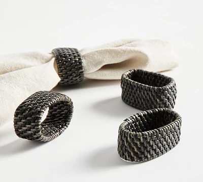 Tava Handwoven Rattan Oval Napkin Rings - Set of 4