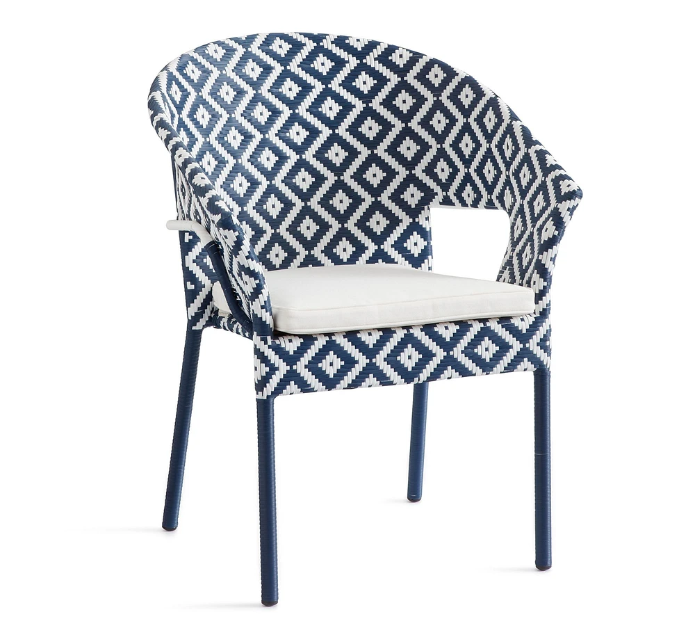 Palmetto Wicker Stackable Outdoor Dining Armchair, Geo Print