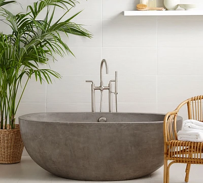 Holas 62" Handcrafted Freestanding Concrete Bathtub