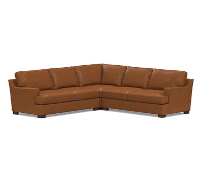 Townsend Square Arm Leather 3-Piece L-Shaped Sectional (113")