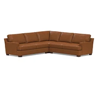 Townsend Square Arm Leather 3-Piece L-Shaped Sectional (113")