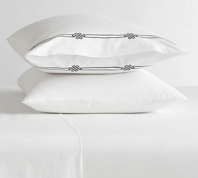 Emilia Embroidered Organic Percale Pillowcases - Set of 2