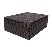 Tava Handwoven Rattan Flat Legal File Storage Box With Lid