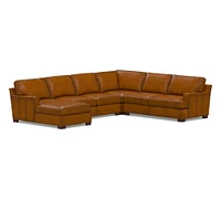 Townsend Square Arm Leather L-Shaped Chaise Sectional (113")