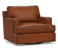 Townsend Square Arm Leather Swivel Chair