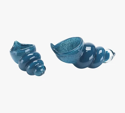 Hand Blown Glass Wentletrap Shell - Set of 2