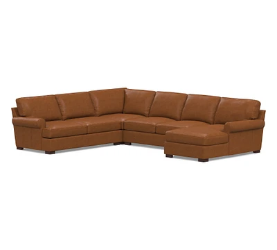 Townsend Roll Arm Leather L-Shaped Chaise Sectional (143")