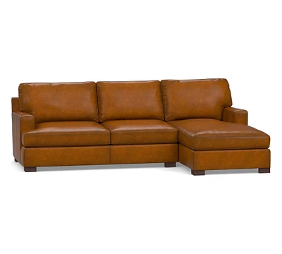 Townsend Square Arm Leather Chaise Sectional (108")