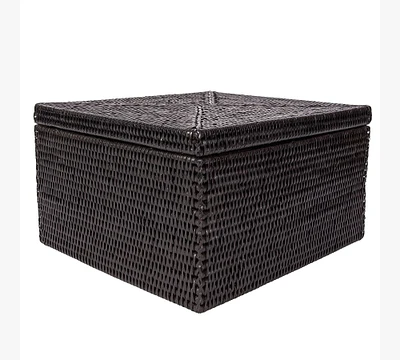 Tava Handwoven Rattan Square Storage Box With Lid