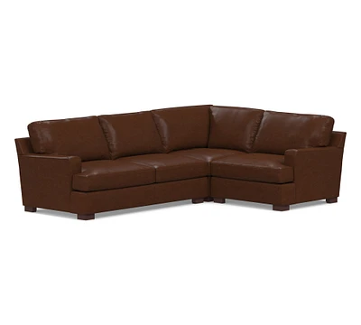 Townsend Square Arm Leather 3-Piece Sectional (113")
