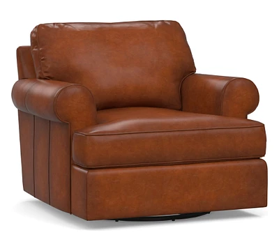 Townsend Roll Arm Leather Swivel Chair