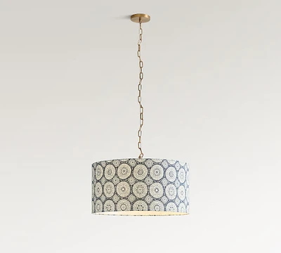 Kravet Medallion Linen Drum Pendant (24")