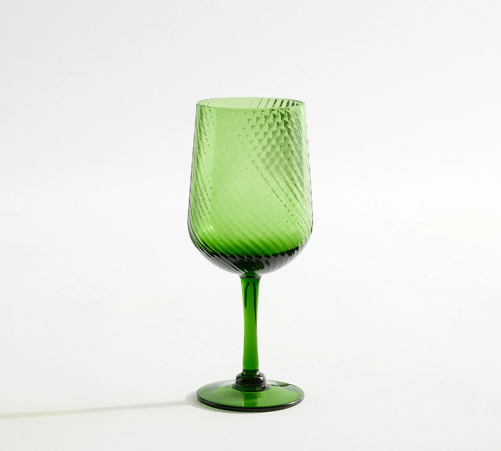 Green Swirl Wine Stem Glasses