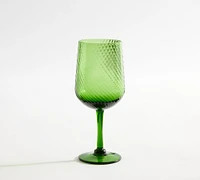 Green Swirl Wine Stem Glasses