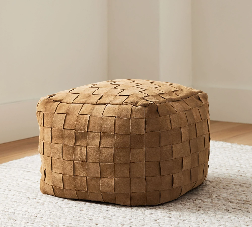 Suede Basketweave Pouf