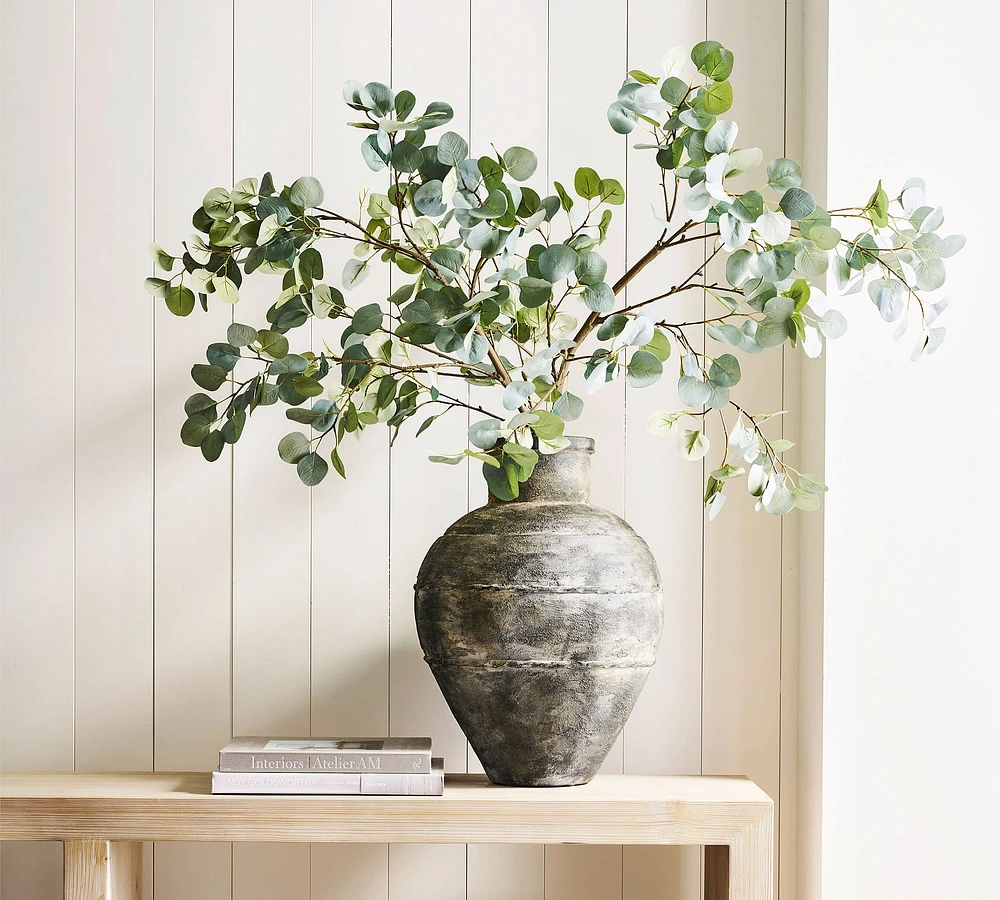 Faux Oversized Silver Dollar Eucalyptus Branch