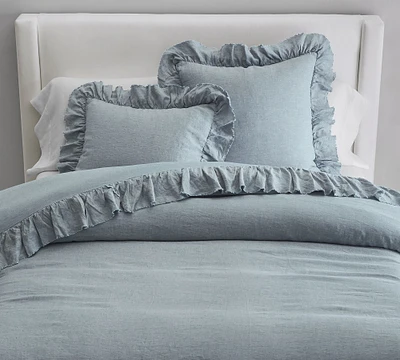 Open Box:Belgian Flax Linen Fringe Ruffle Duvet Cover