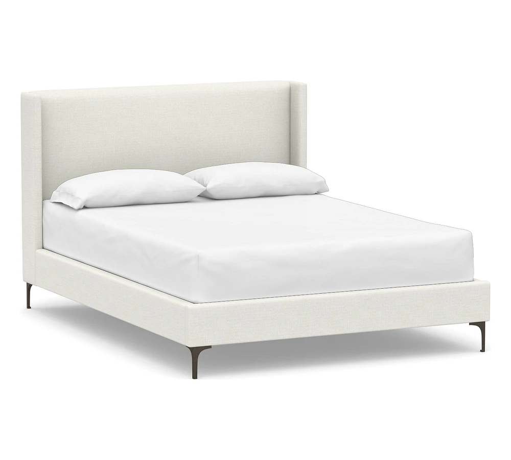 Jake Upholstered Platform Bed with Metal Legs - Quick Ship